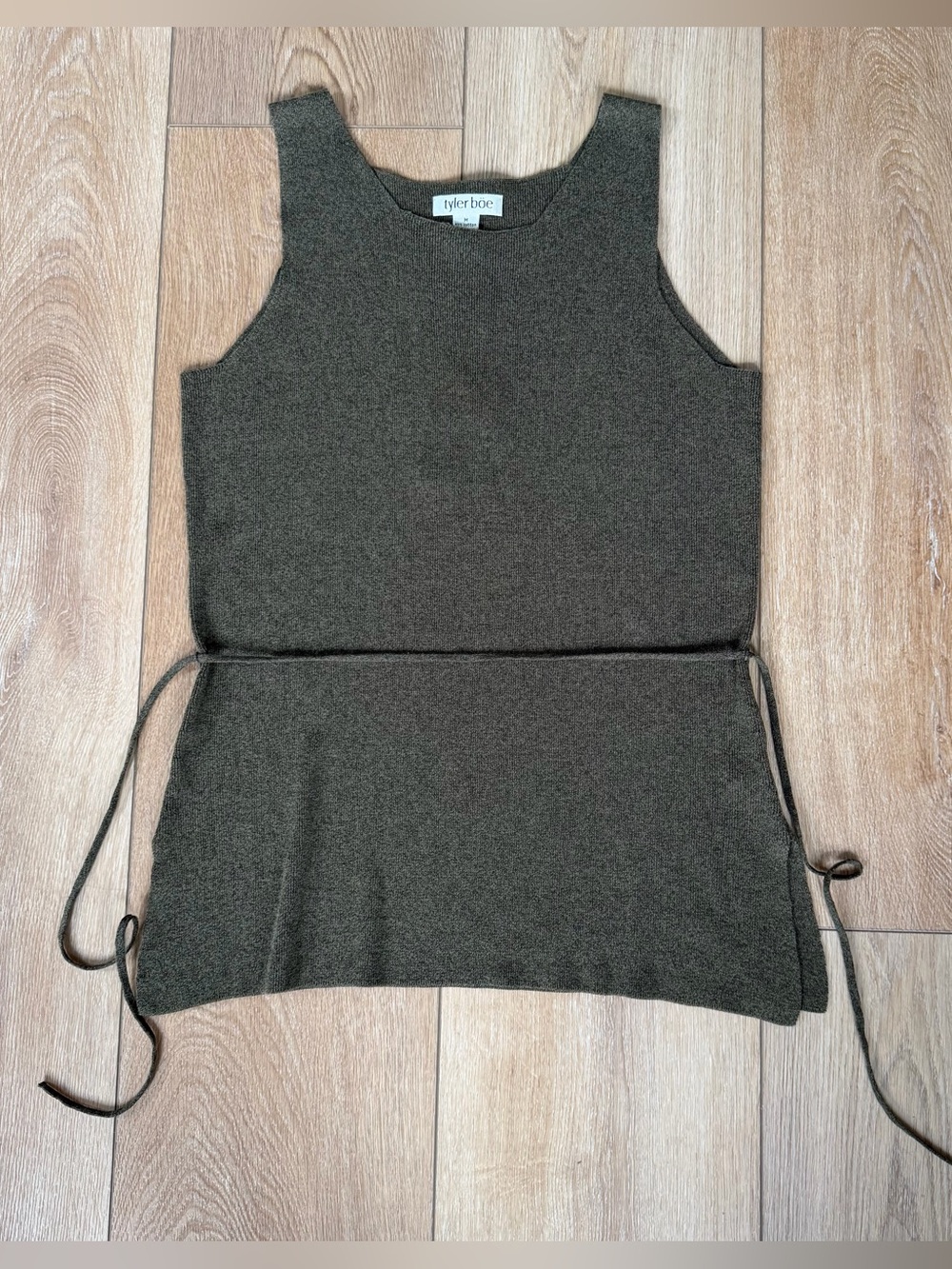 NWT Tyler Boe Olive Knit Sleeveless Side Tie Tunic Top M